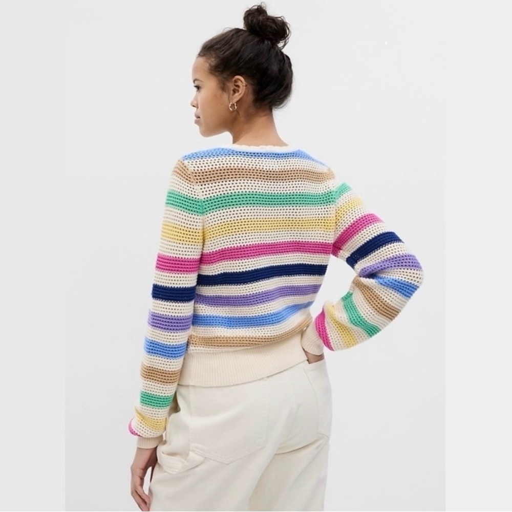 GAP || Multicolor Striped Crotchet Women's Sweater. Sz. XS - Picture 3 of 14